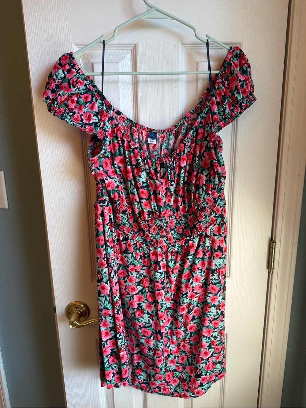 Old Navy One-Shoulder Floral Dress in Coral and Mint